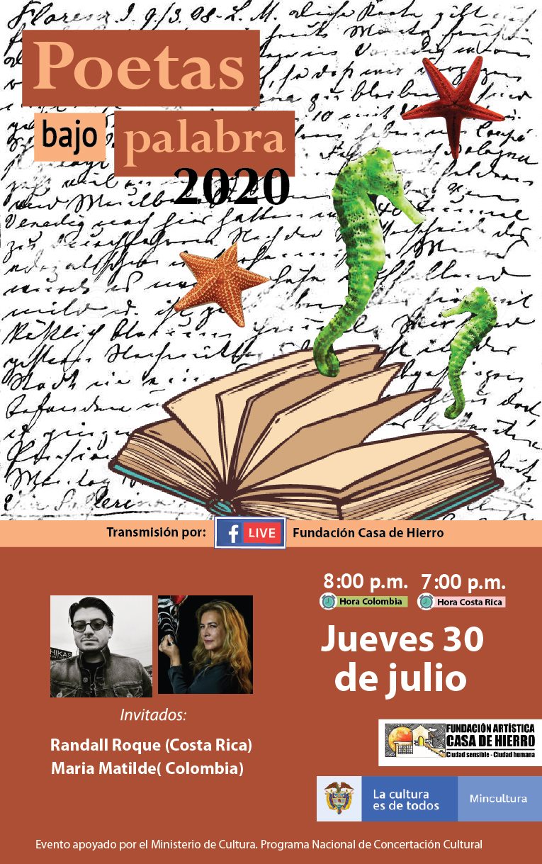Poetas bajo palabra 2020. Randall Roque (Costa Rica) y María Matilde Rodríguez (Colombia) 